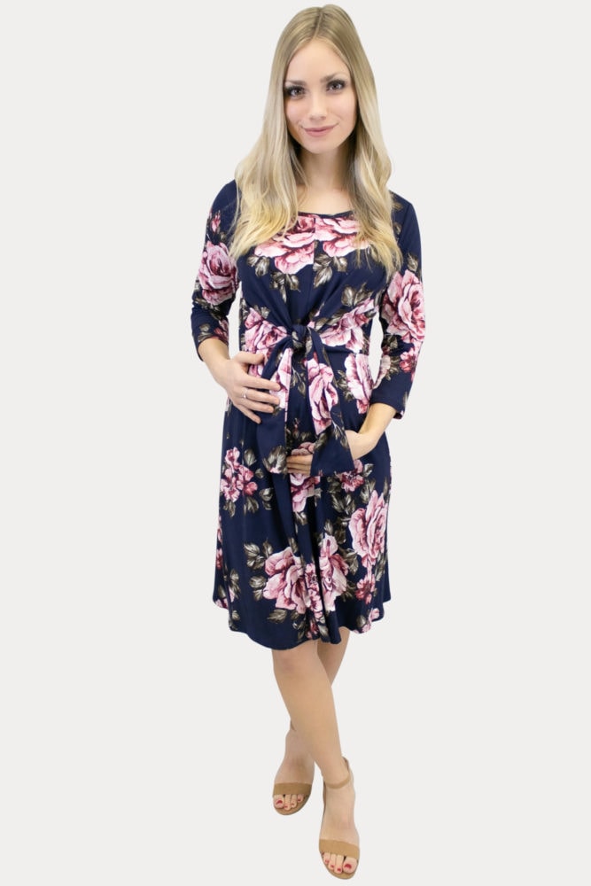 tie front floral maternity dress