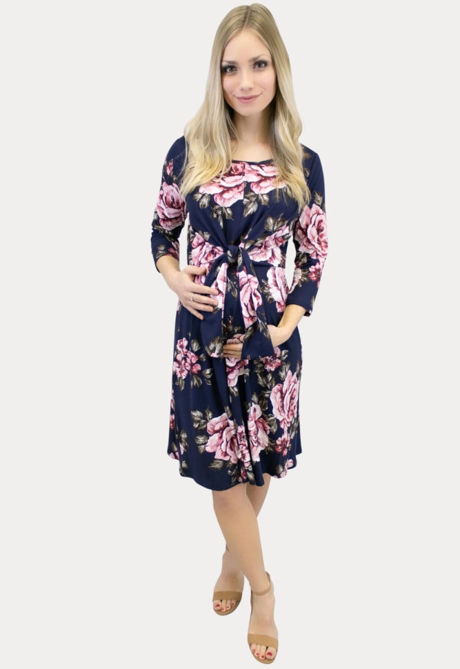 tie front floral maternity dress