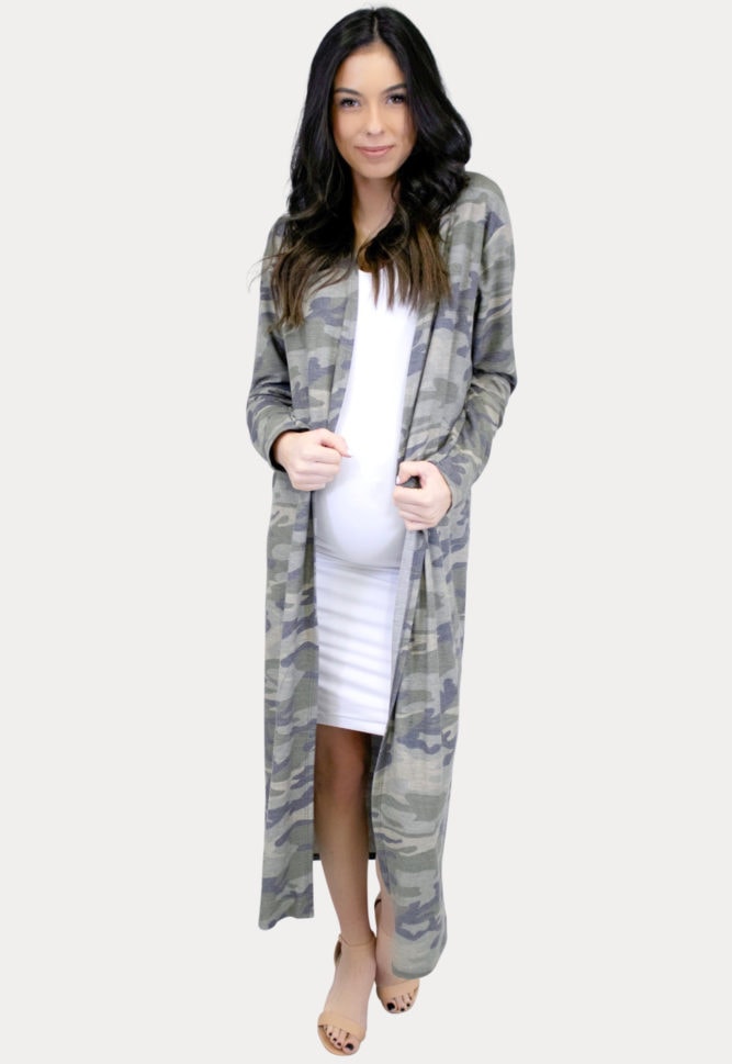 long sleeve camo duster