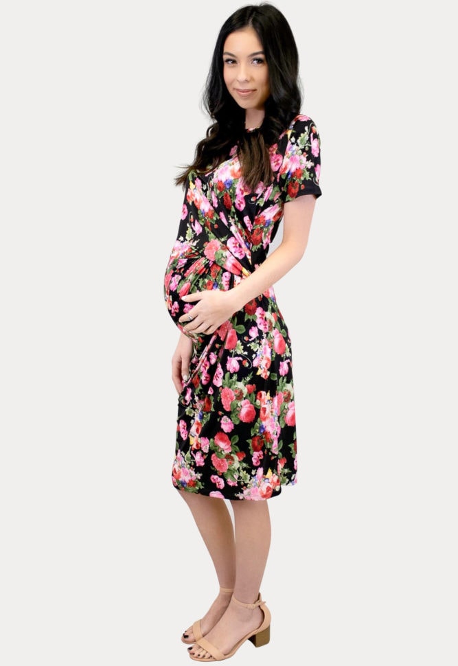 floral black maternity dress