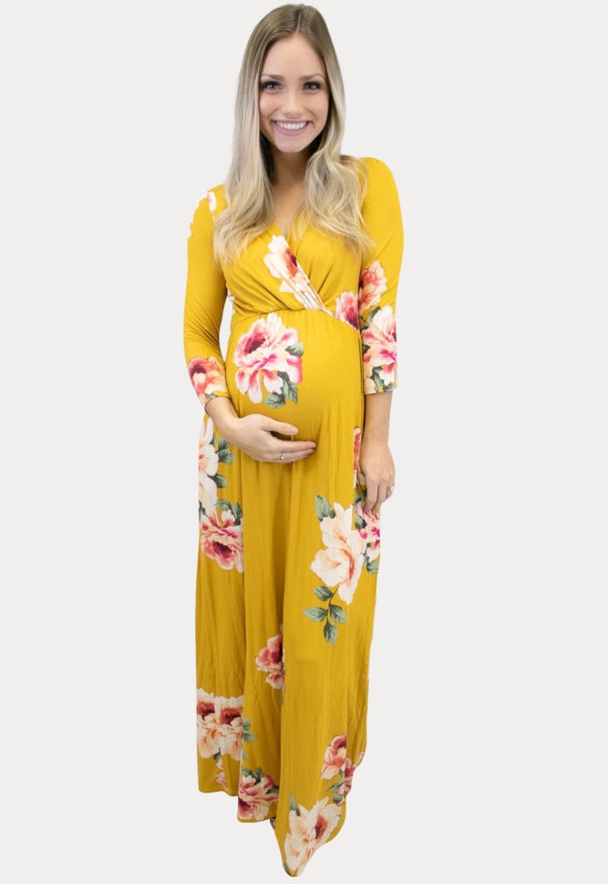 sweetheart floral maternity maxi