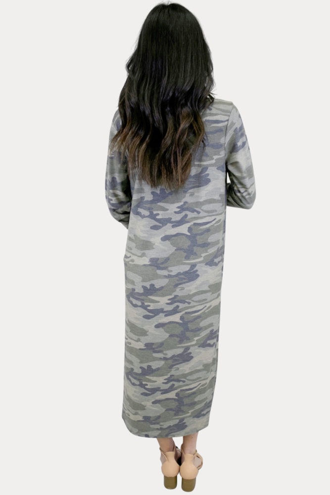 long sleeve camo duster