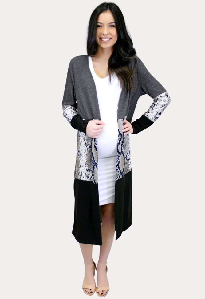 snake print maternity kimono