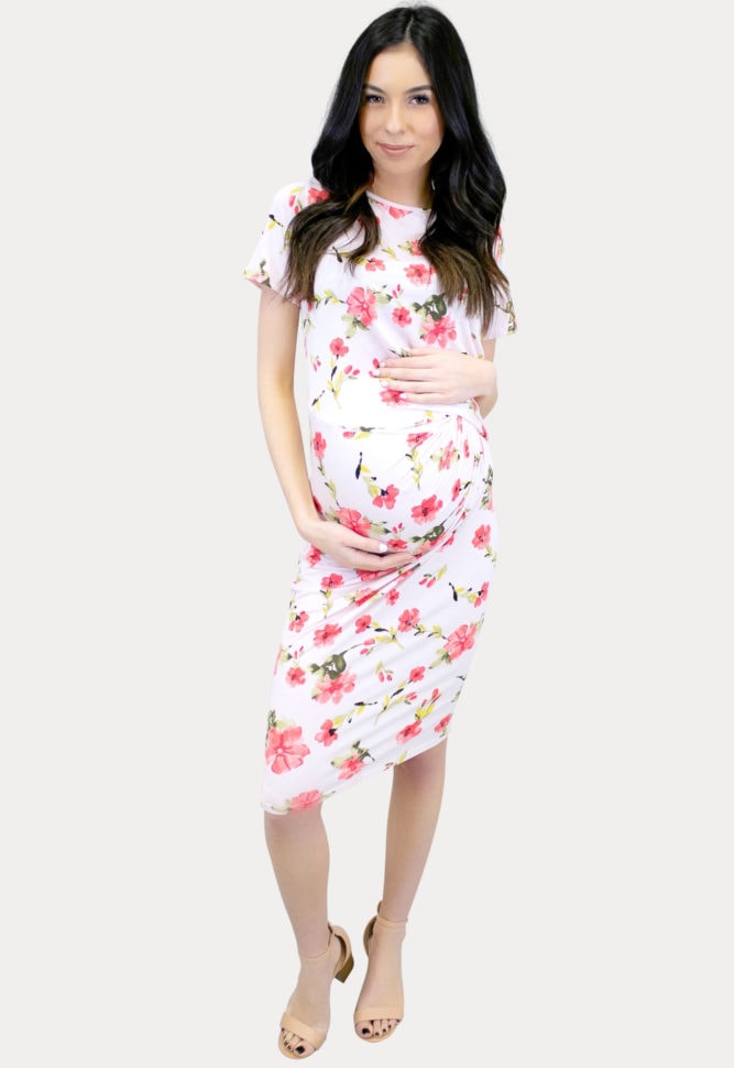 floral blush maternity dress