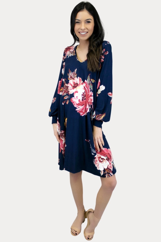floral maternity dress in navy