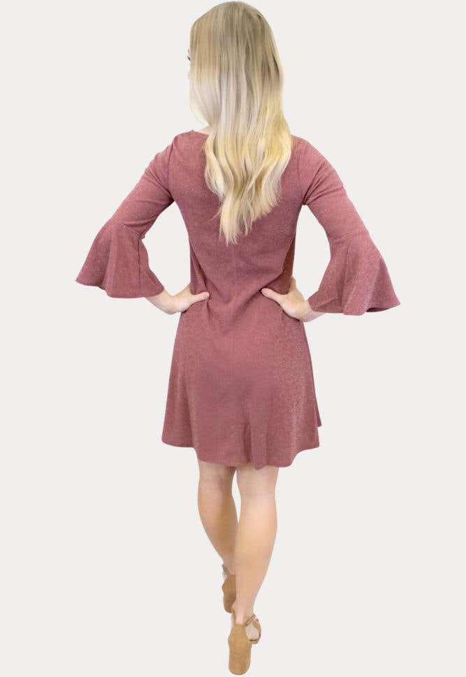 sparkly bell sleeve maternity dress