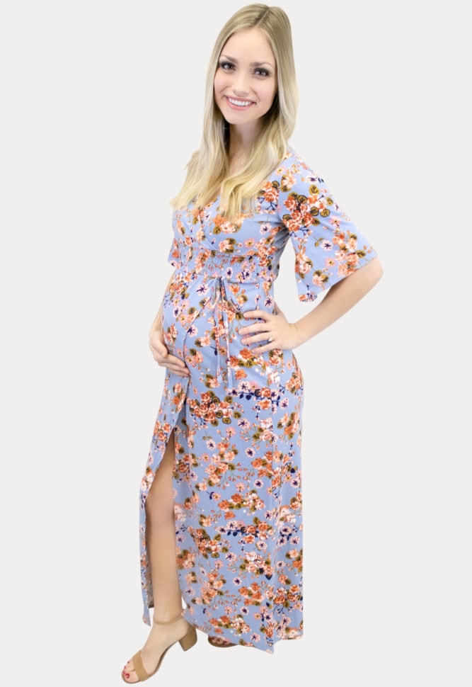 blue floral sweetheart maxi