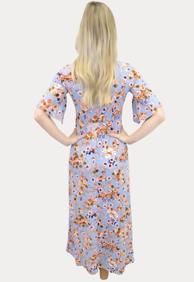blue floral sweetheart maxi
