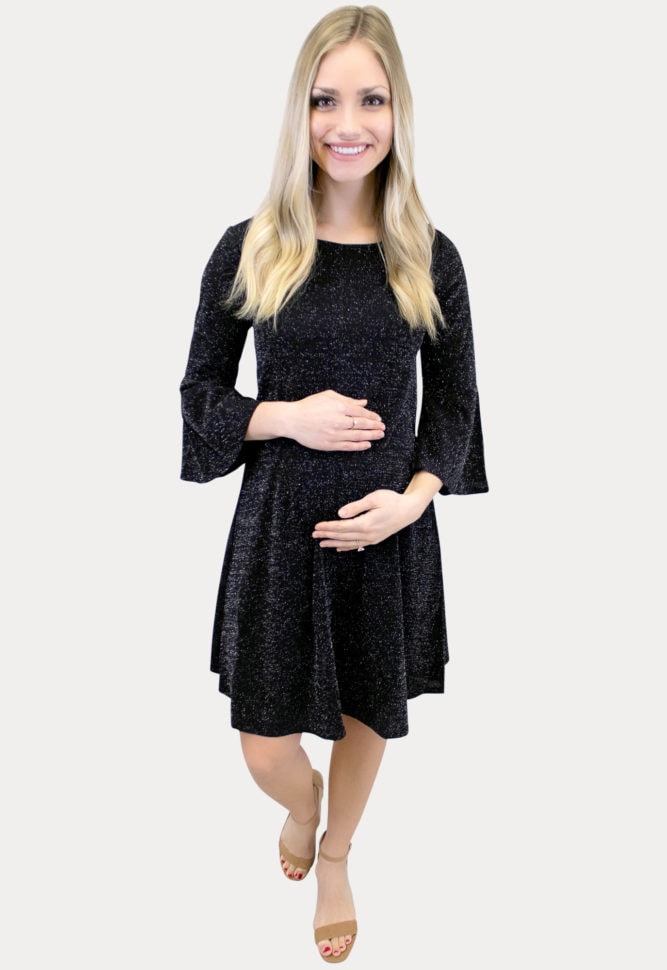 black sparkly maternity dress