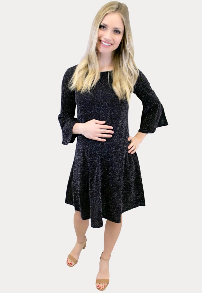 black sparkly maternity dress
