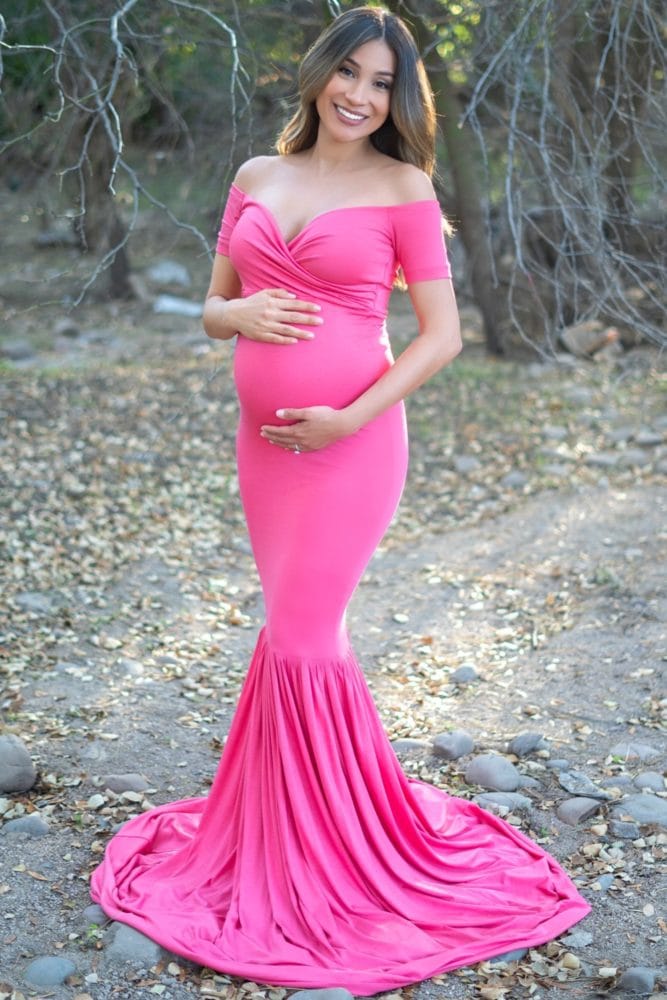 short sleeve mermaid maternity gown
