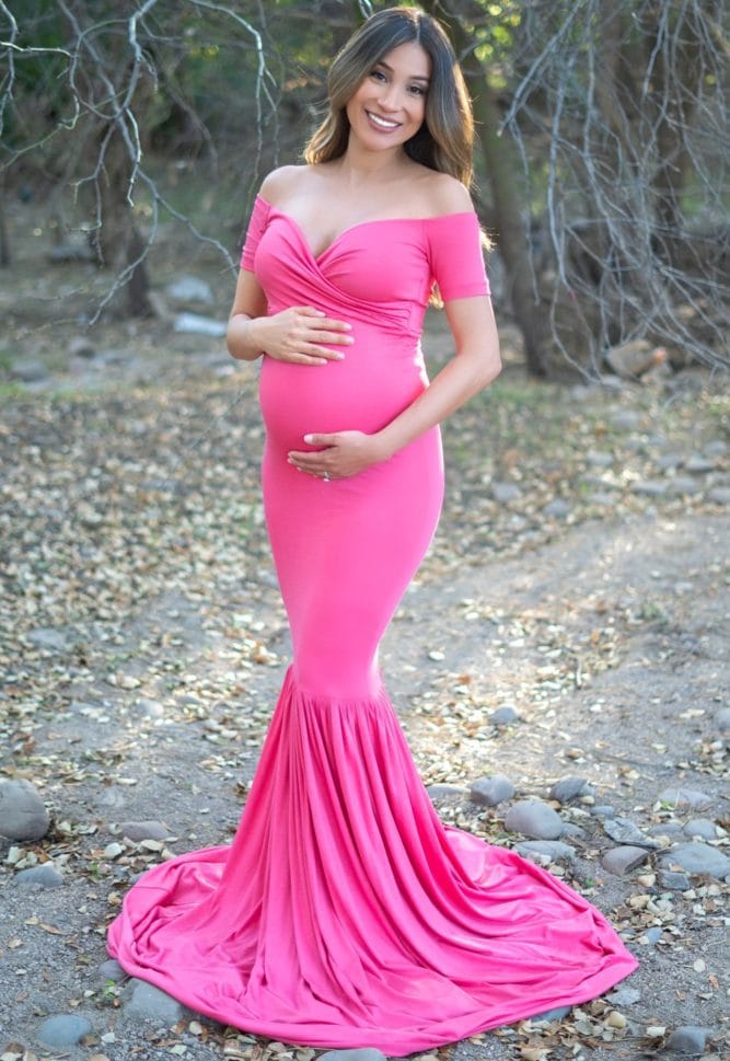 short sleeve mermaid maternity gown