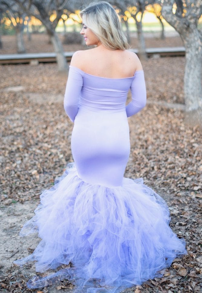 long sleeve princess maternity gown