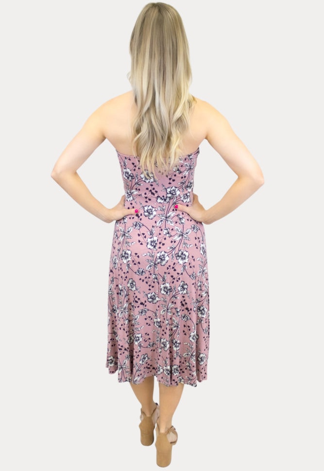 Strapless mauve Floral Maternity Dress