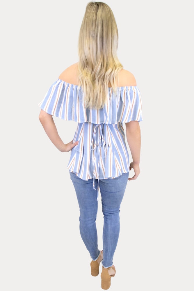 striped blue maternity top