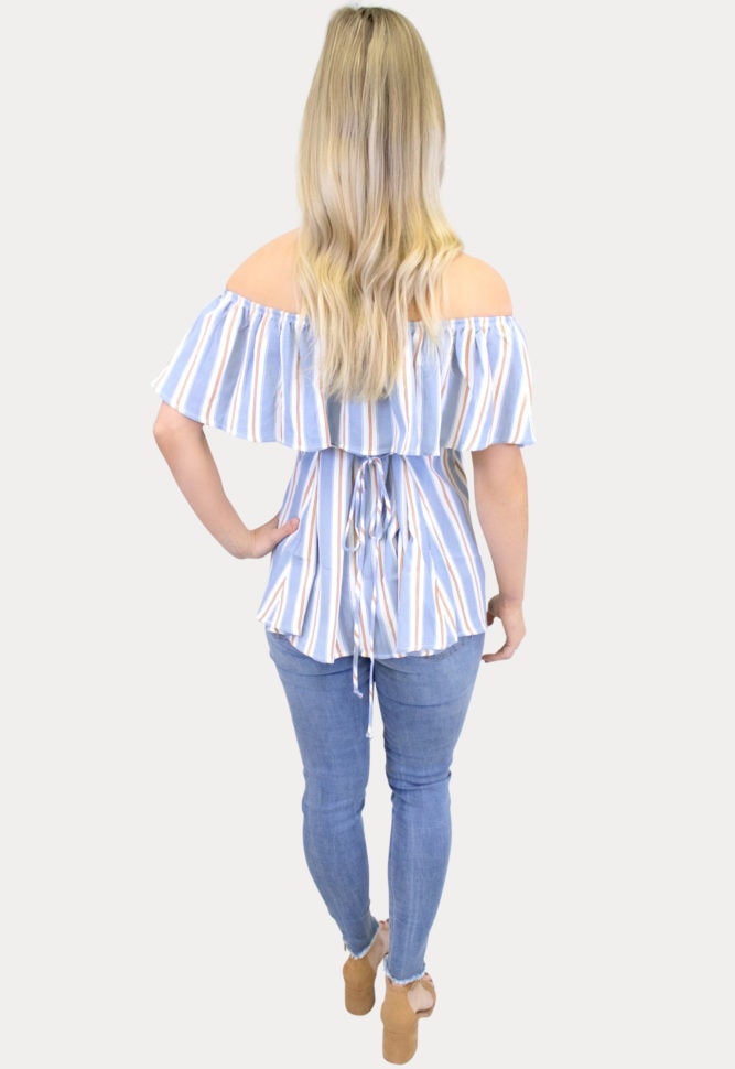 striped blue maternity top