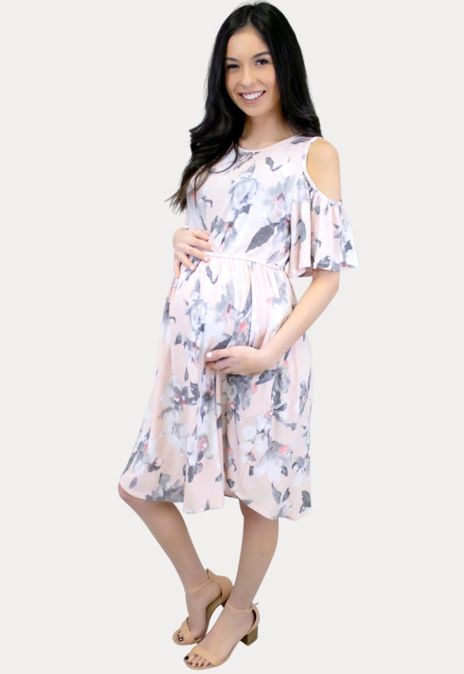 flowy blush maternity dress