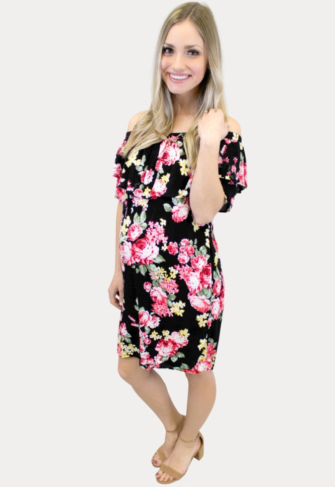 Black and pink maternity dress