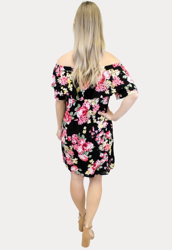 Black and pink maternity dress