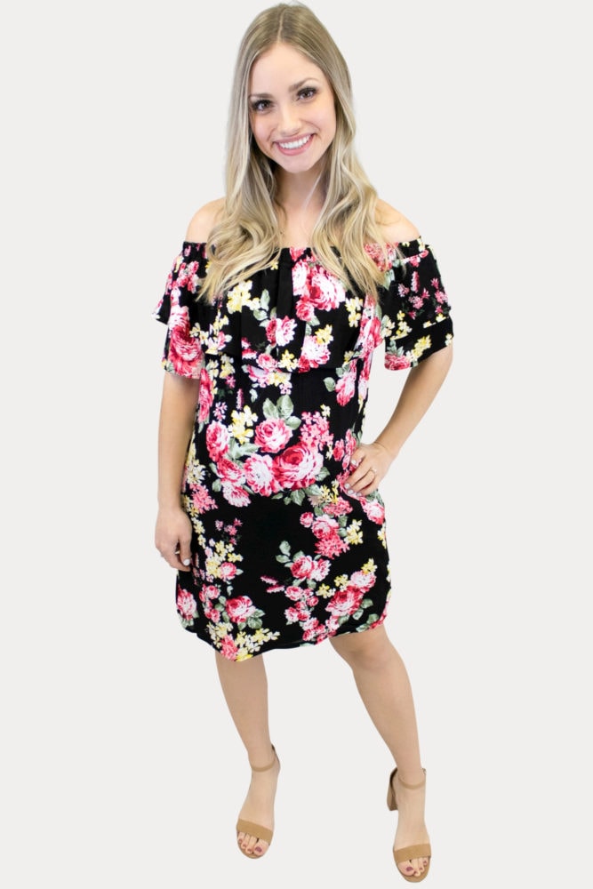 Black and pink maternity dress