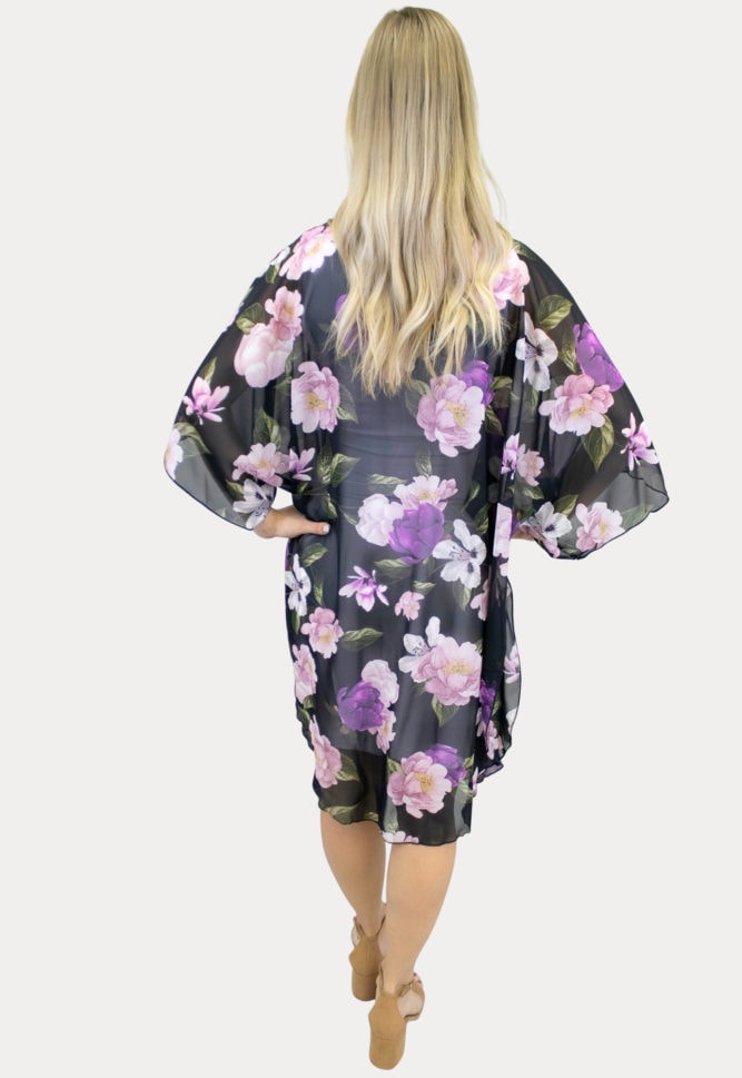 black floral maternity kimono