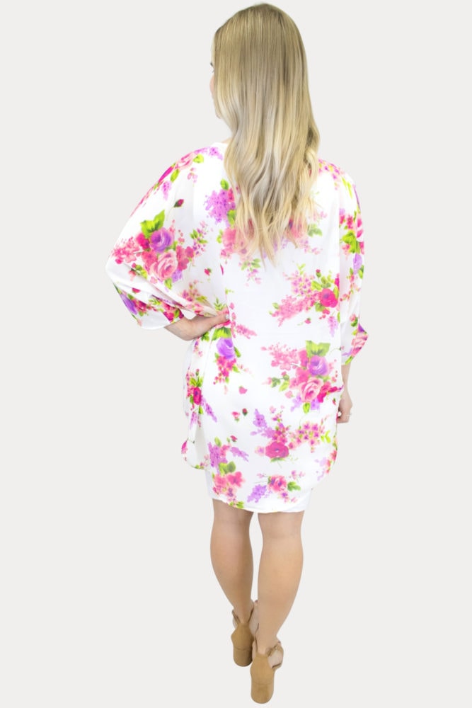 sheer white floral maternity kimono