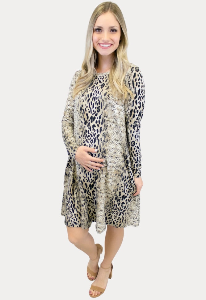 snow leopard maternity dress