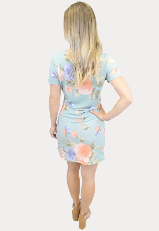 Tie Front Floral Dress in Blue 2.jpg Tie Front Floral Dress in Blue 3.jpg Tie Front Floral Dress in Blue.jpg