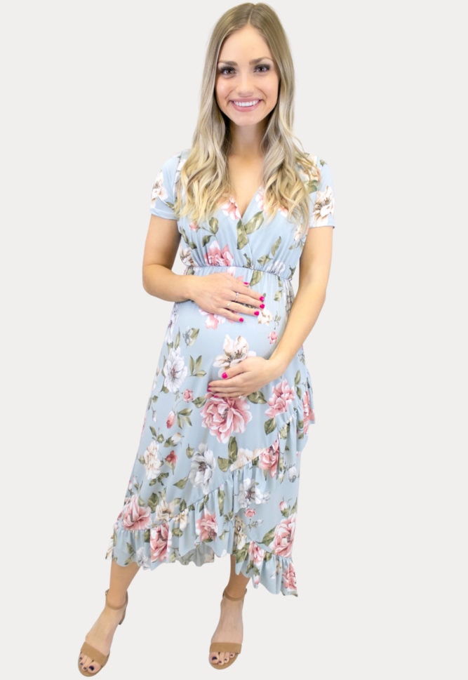 ruffle wrap maternity dress