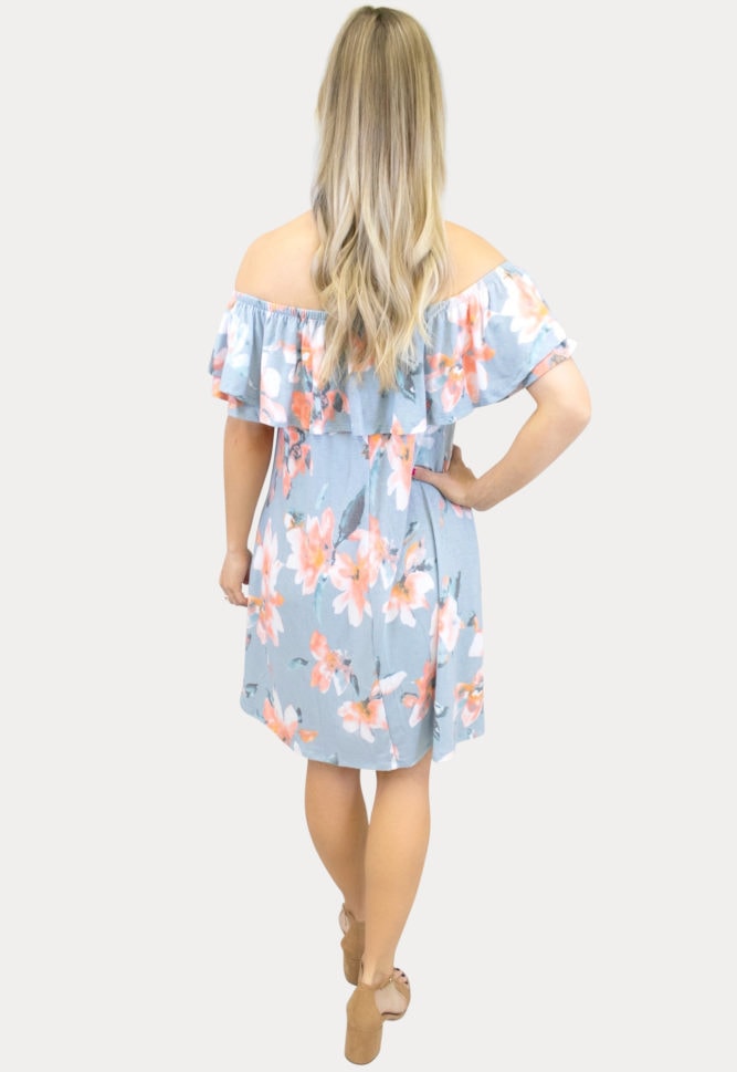 floral maternity dress in blue
