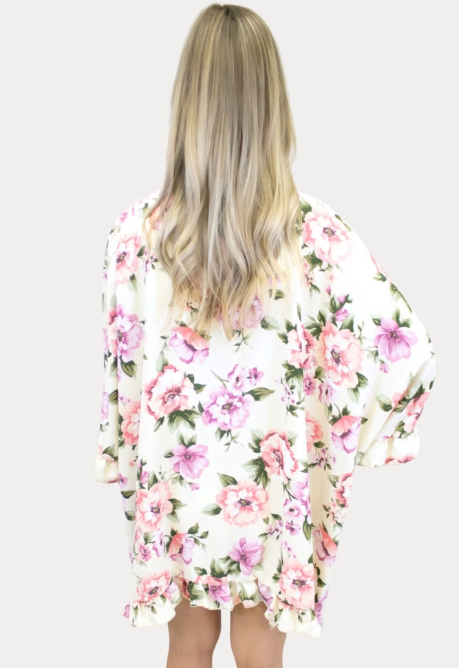 floral ruffle maternity kimono