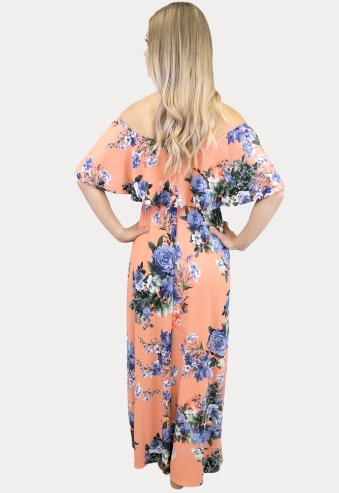 Creamsicle floral maternity maxi