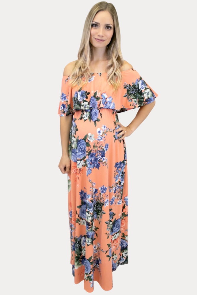 Creamsicle floral maternity maxi