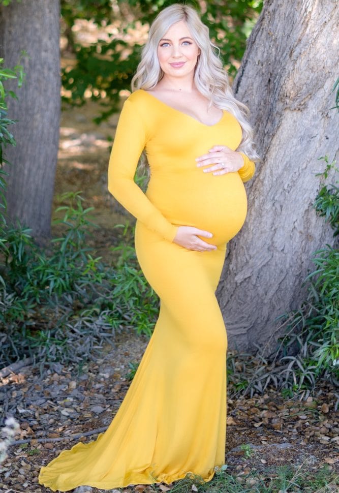 deep scoop maternity gown
