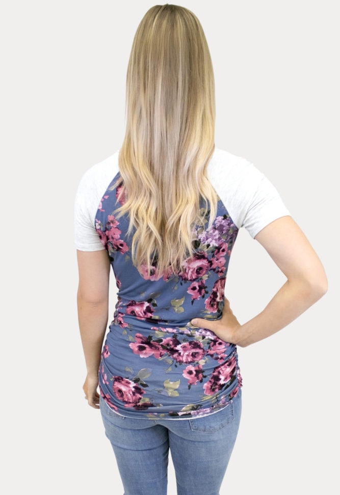 floral maternity baseball tee