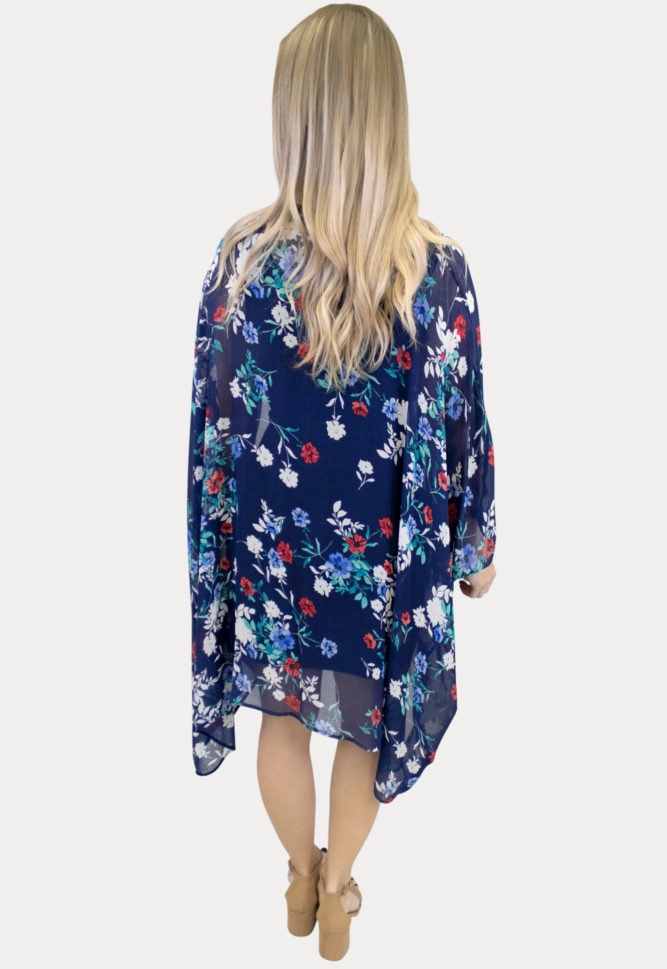 floral maternity kimono in navy