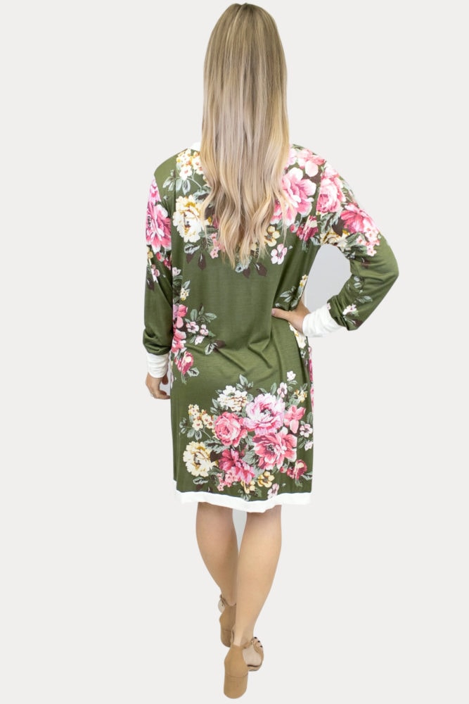 moss floral maternity cardigan