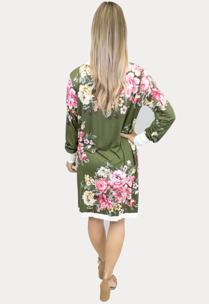 moss floral maternity cardigan