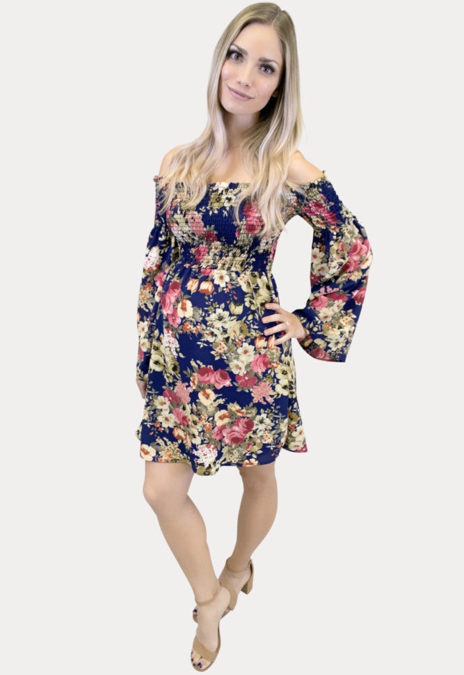 Floral Smocked Maternity Dress