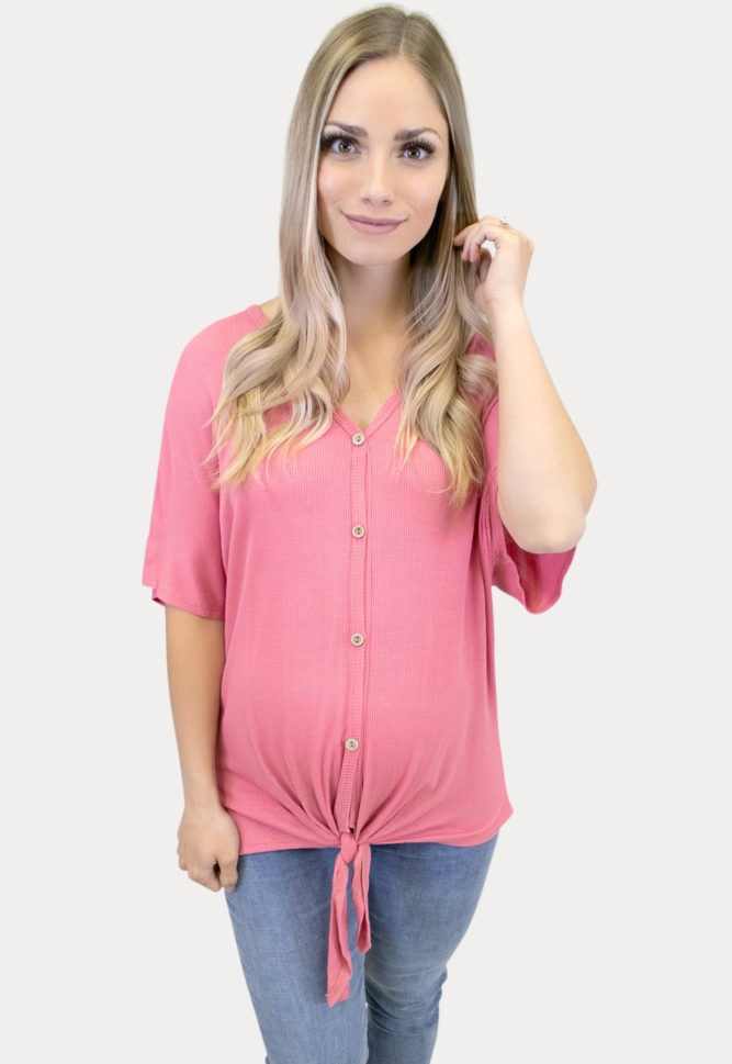 pink tie maternity top
