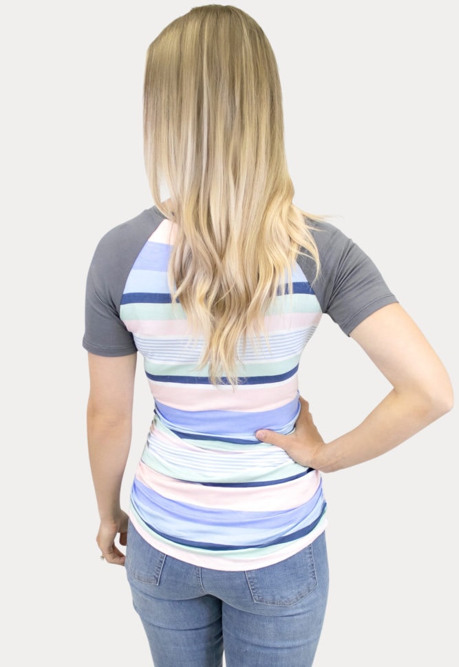striped maternity baseball tee