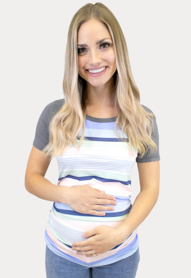 striped maternity baseball tee