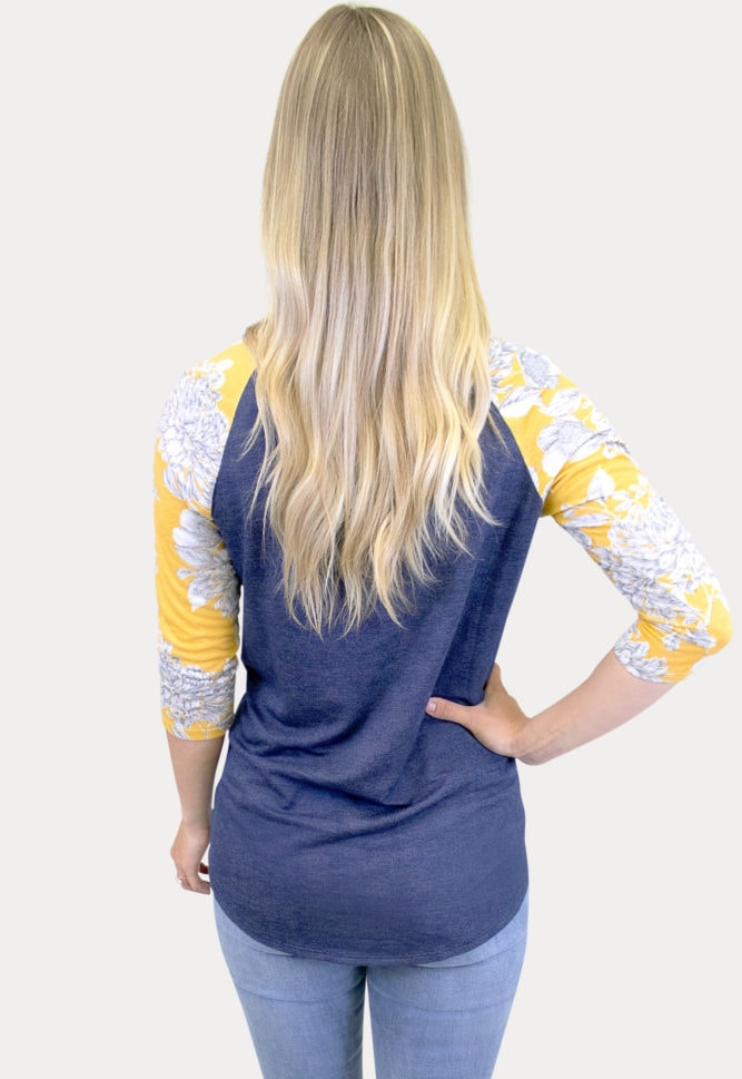 maternity floral baseball tee