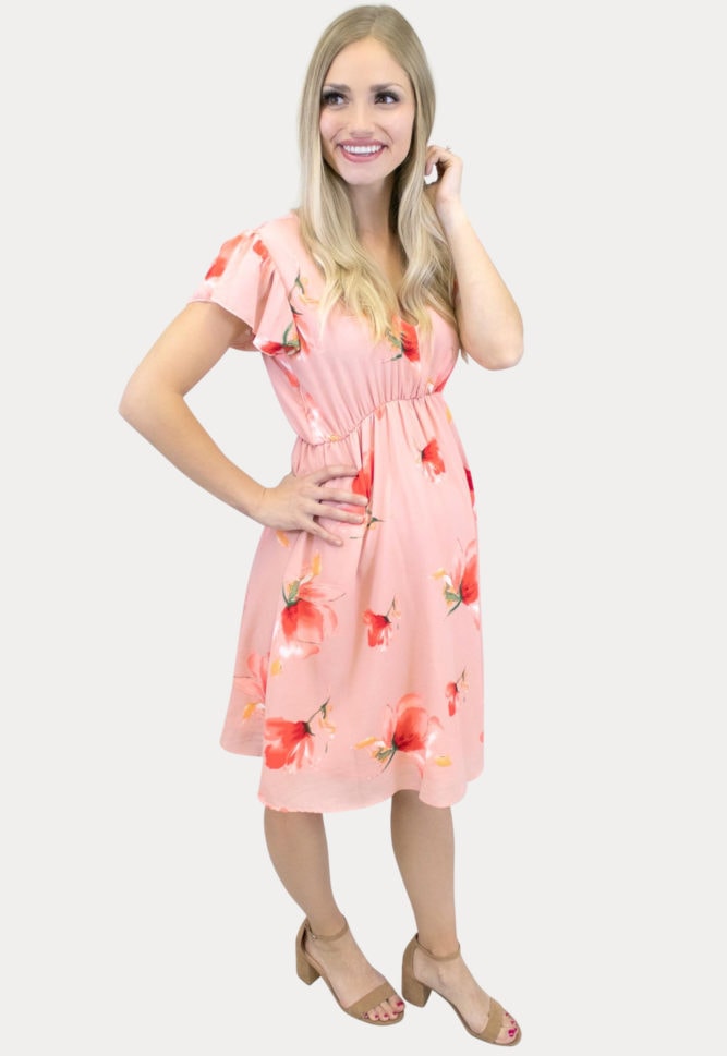 floral maternity dress in papaya
