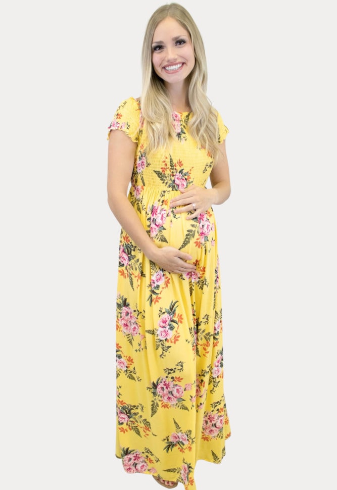 Yellow Smock Top Maternity Maxi