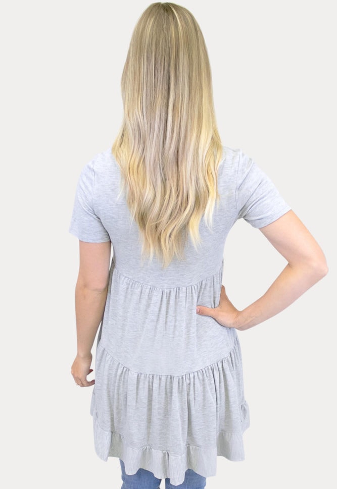 grey ruffle maternity tunic