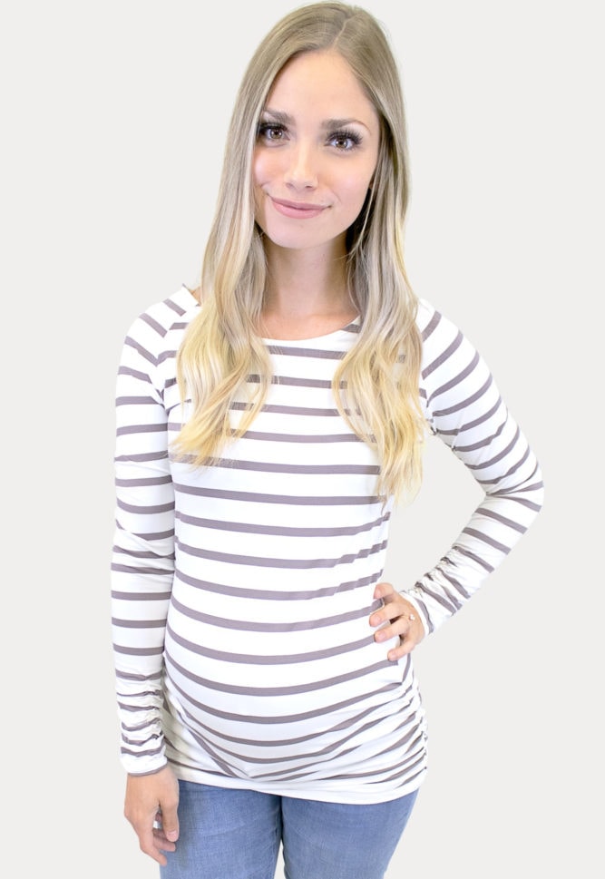 striped basic maternity tee