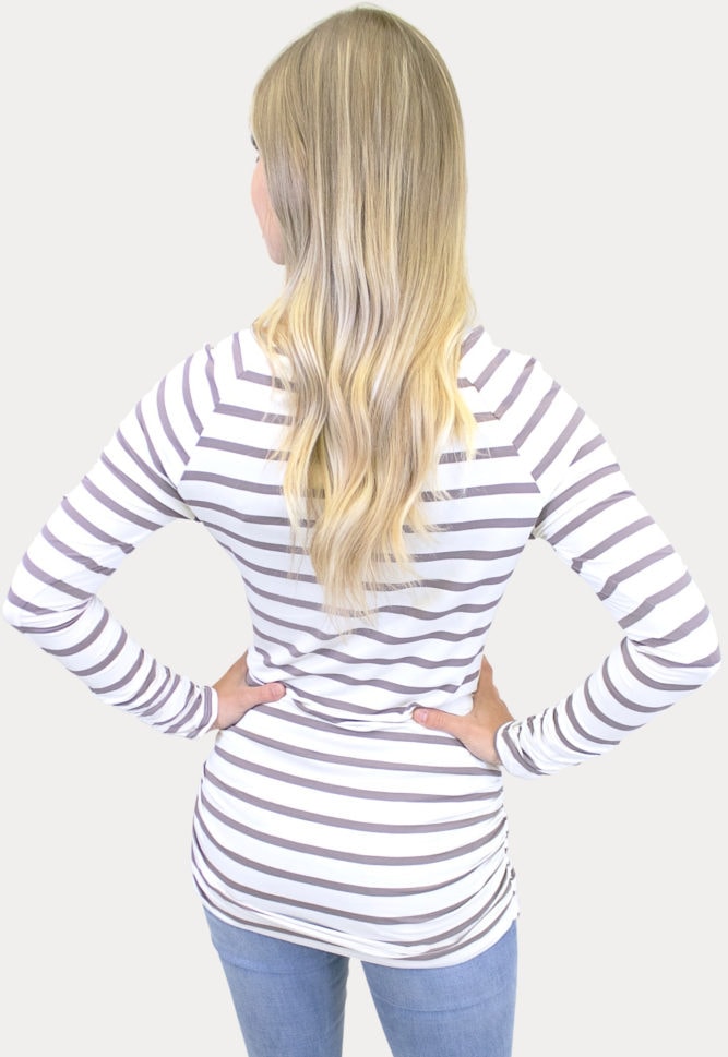 striped basic maternity tee