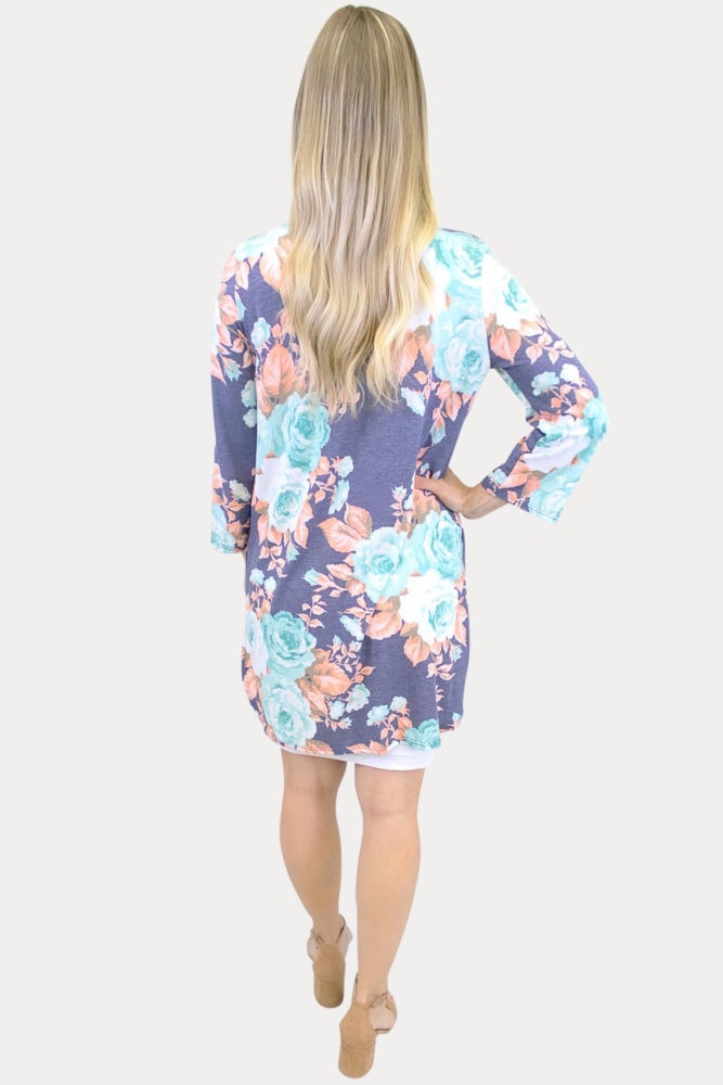 denim floral maternity kimono