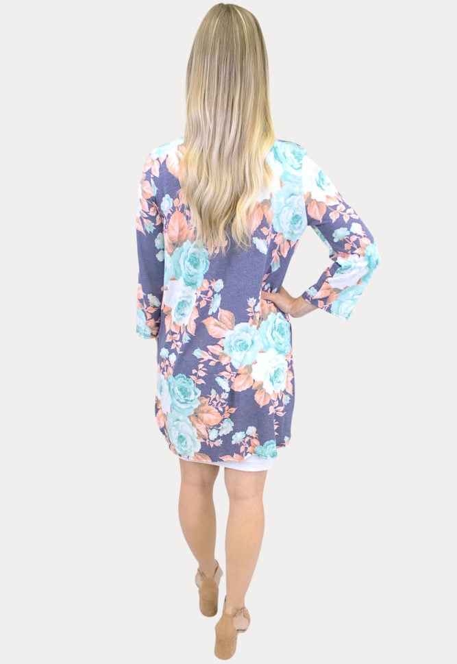 denim floral maternity kimono